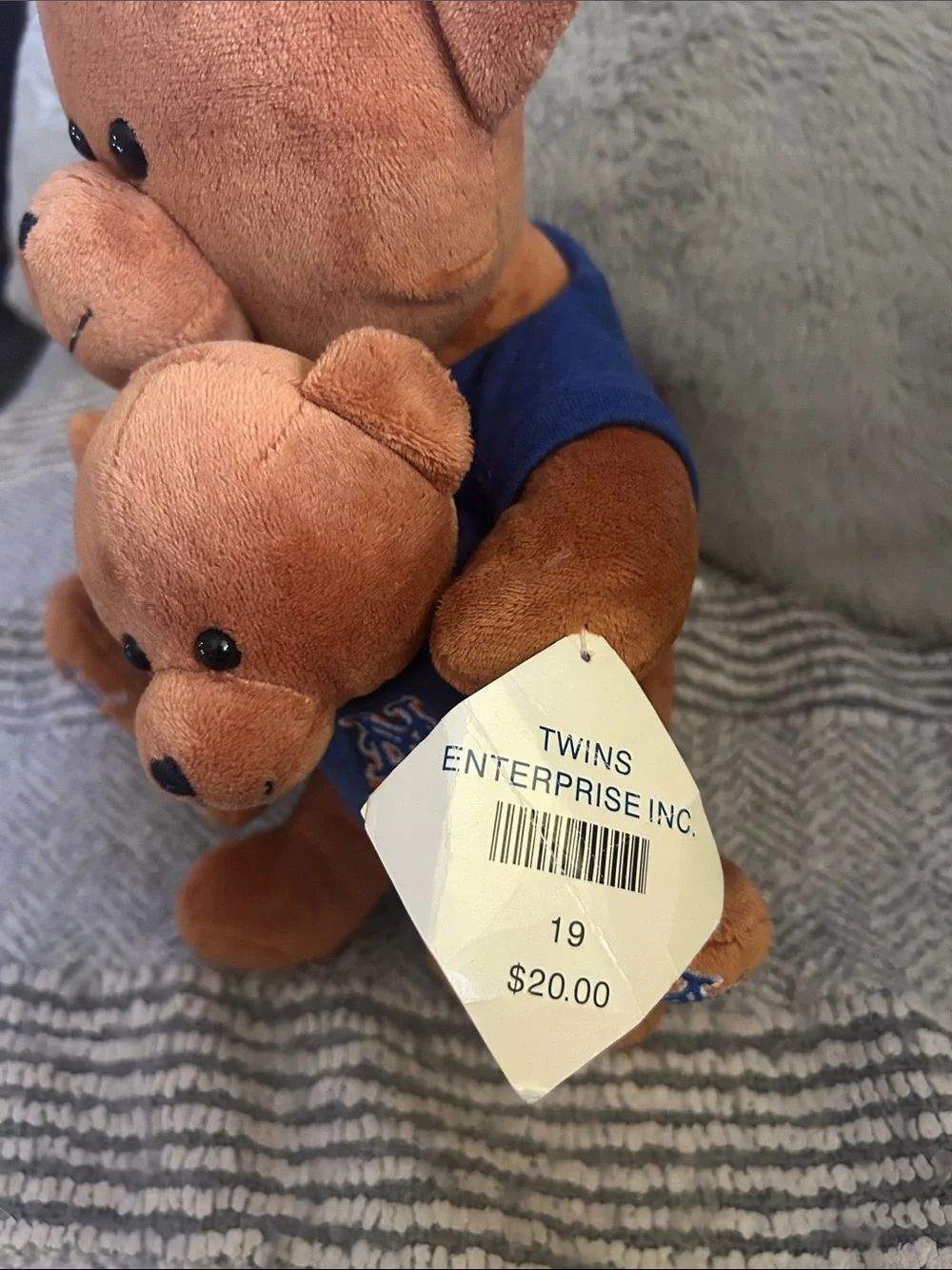 Plush Brown Bear Pair with NY Mets Team-Style Shirts - Kids Stuffed Animals